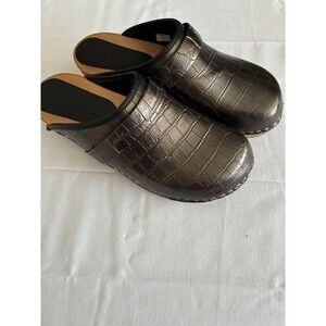 BJORK Professional Black Croc Embossed Leather Clogs Size 7.5-8 EUR 38